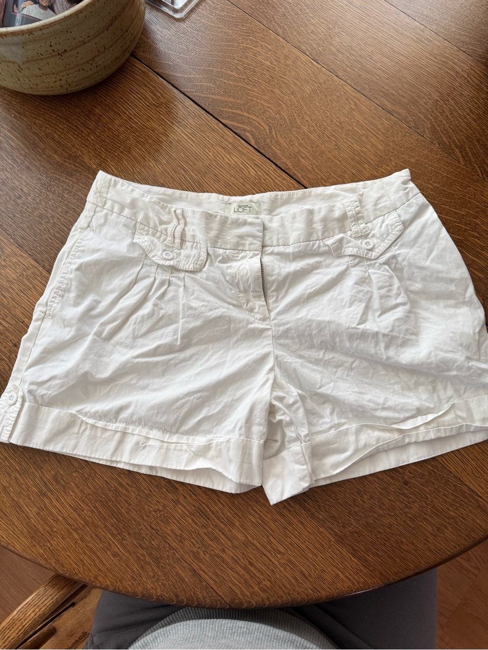 LOFT White Button-Pocket Bermuda Shorts